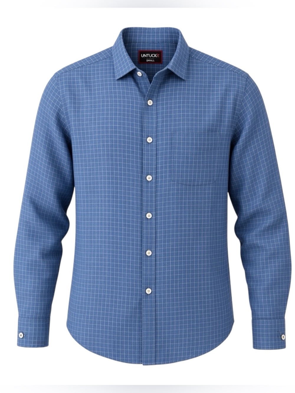 UNTUCKit Blue Linen Windowpane Button-Down Shirt